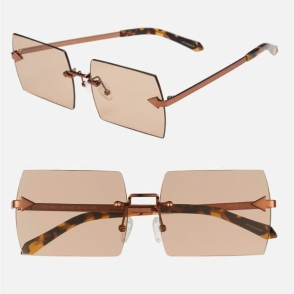 KAREN WALKER The Bird Rectangular Frame Tinted Sunglasses in Light …